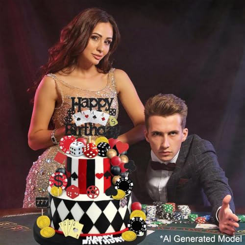 35Pcs Casino Cake Toppers Poker Casino Theme Party Decorations