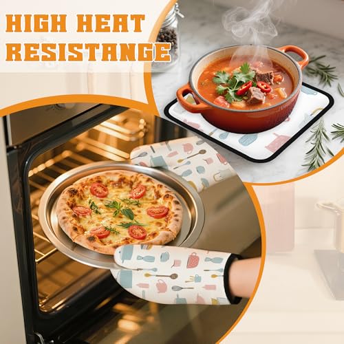 Pink Kitchen Utensil Oven Mitts and Pot Holders Set (4 Count)
