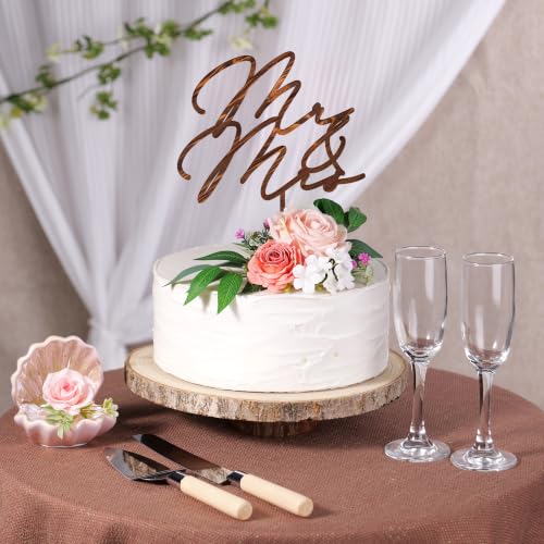 Mr & Mrs Wedding Cake Topper in Wood