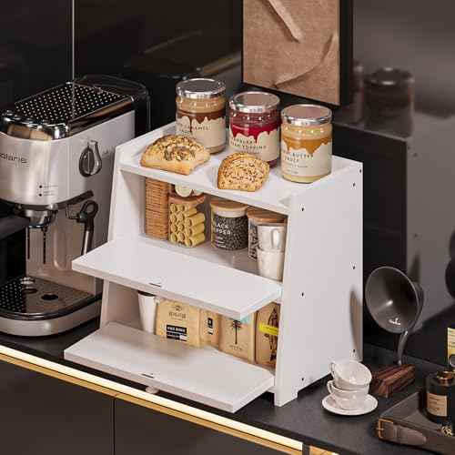 Vintage Double Layer Bread Box for Kitchen Counter Bamboo Bread Storage Container Large Capacity Bread Storage Bin