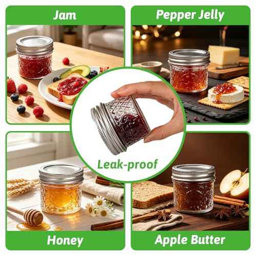 4oz Glass Mason Jars with Airtight Lids (40 Count)