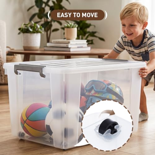 69 QT Plastic Storage Bins with Latching Lids Stackable Storage Containers for Organizing Large Clear Storage Box for Garage (4 Count)