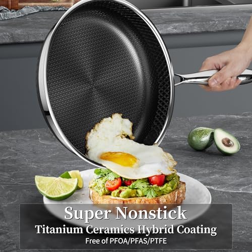 Nonstick Titanium Ceramics Stainless Steel Frying Pan Set 10"