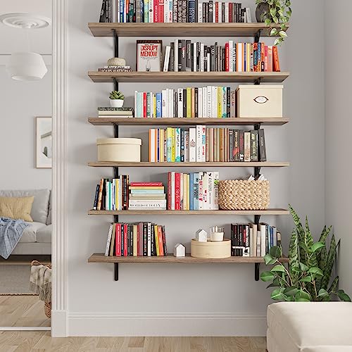 Forme 48 inch Long x 10 in Deep Rustic Floating Shelves for Wall Storage (3 Count)