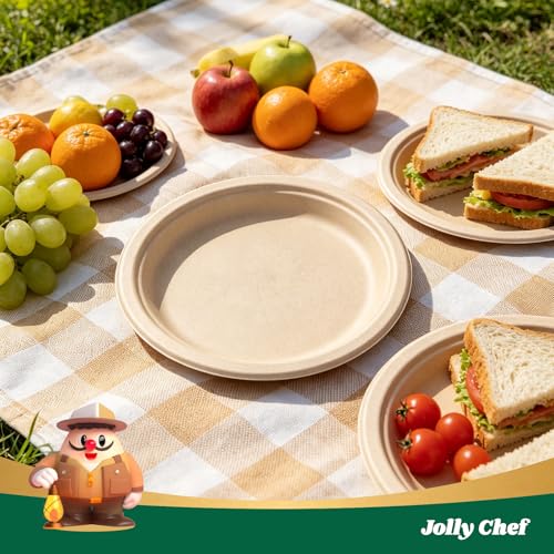 Compostable Heavy Duty Plates 𝟭𝟬 𝗜𝗻𝗰𝗵 [𝟯𝟬𝟬 𝗣𝗮𝗰𝗸] Eco (300 Count)