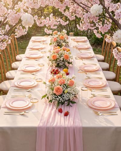 180Pcs Elegant Pink Gold Dinnerware Set for Party Wedding (180 Count)