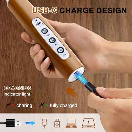 Wood Grain Handheld Milk Frother Wand for Coffee