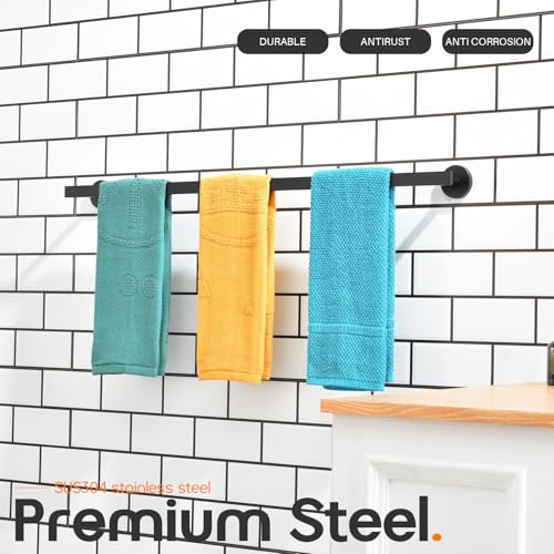 36 Inch Bathroom Towel Bar Bath Towel Rack Kitchen Towel Holder Long Towel Rails Wall Mounted SUS304 Stainless Steel Matte Black AN4001MB