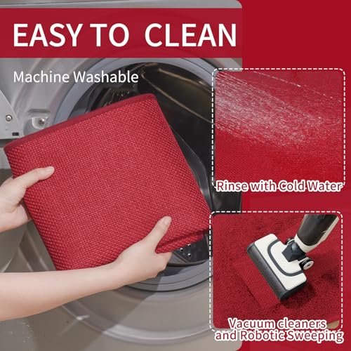 Kitchen Rugs Kitchen Mats for Floor Non Slip Washable Red 17"x47"