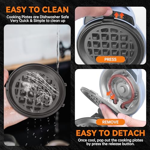 4 in 1 Mini Waffle Maker with Removable Plates
