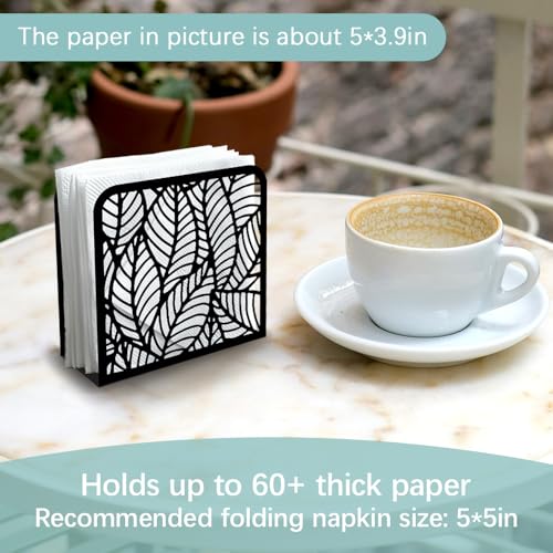 Morden Leaf Decorative Black Metal Napkin Holder for Table