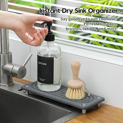 Water Absorbing Stone Sink Caddy Kitchen Sink Organizer Tray