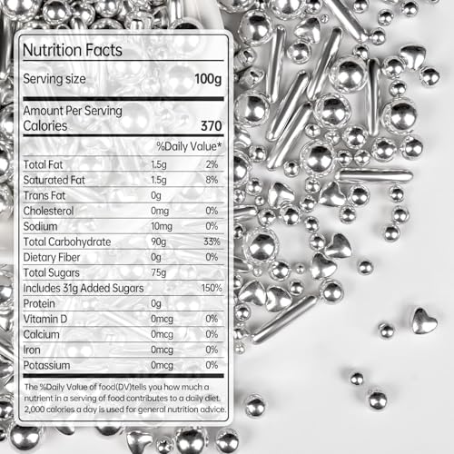 Silver Pearl Heart Sprinkles for Cake Decorating (5.29 Ounce)