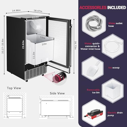Commercial Under Counter Ice Maker with Drain Pump