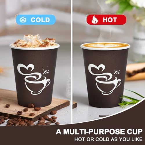 400 Count 8 oz Paper Coffee Cups Disposable Hot Coffee Cups Brown