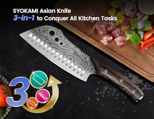 Cleaver Chef Knife with Herb Stripper