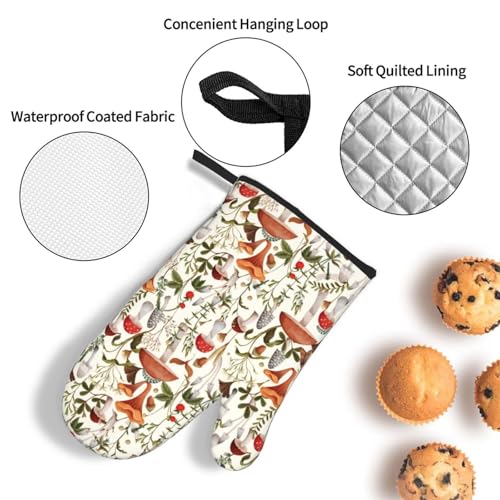 Boho Mushroom Decor Oven Mitts and Pot Holders Sets of 3 Hot Pads (3 Count)