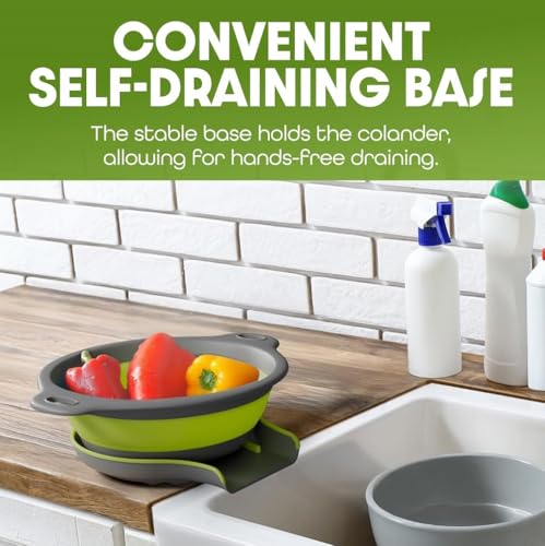 Large Collapsible Colander with Self Draining Base