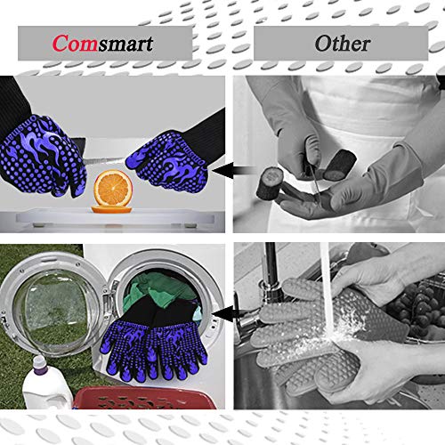 BBQ Gloves 1472 Degree F Heat Resistant Grilling Gloves Silicone Non (2 Count)