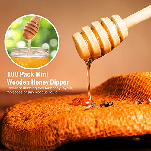 100 PCS Wooden Honey Dipper Sticks (100 Count)