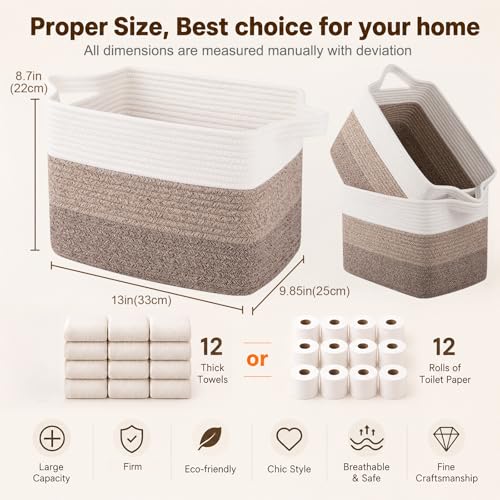 Cotton Rope Storage Baskets for Organizing Gradient Yellow 3