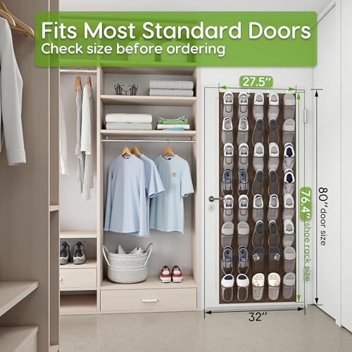 Over the Door Shoe Organizer with 40 Large Breathable Mesh Pockets