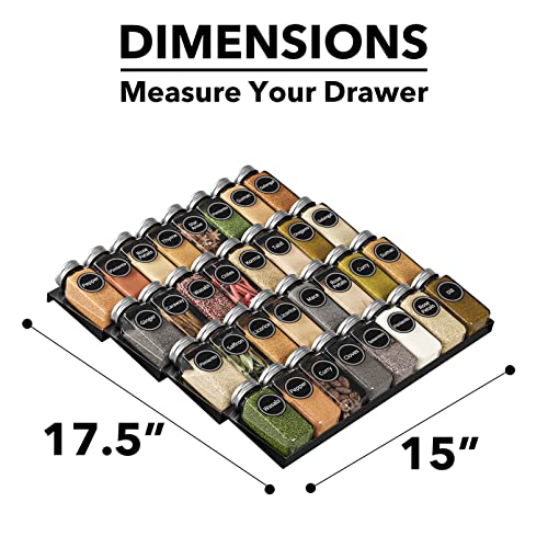 Spice Drawer Organizer with 32 Spice Jars