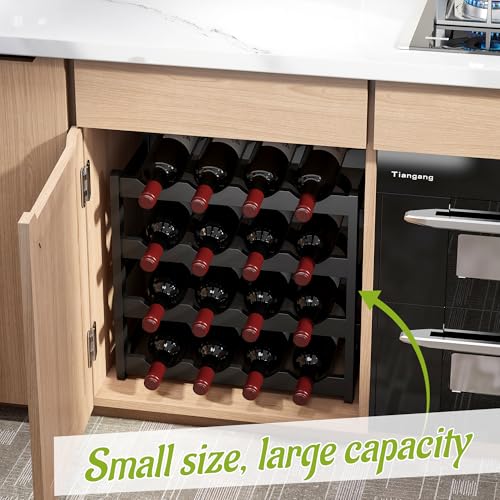 Bamboo Wine Rack Wine Storage Cabinet Shelf 16 Bottle Wine Racks Countertop Sturdy for Kitchen Dining Room Pantry