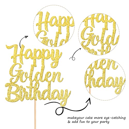 1 PCS Happy Golden Birthday Cake Topper