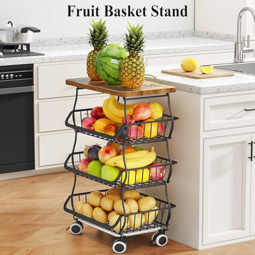 4 Tier Fruit and Vegetable Basket Stand for Kitchen
