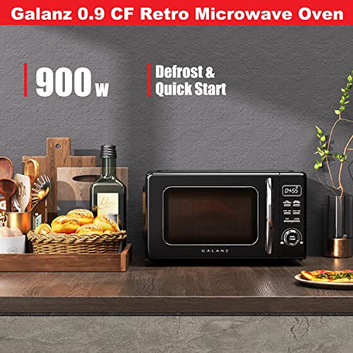 GLCMKZ09BKR09 Retro Countertop Microwave Oven with Auto Cook & Reheat
