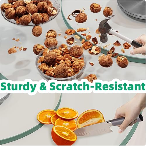 34.6 inch Lazy Susan for Table Top Tempered Glass Rotating Serving Tray for Dining Table