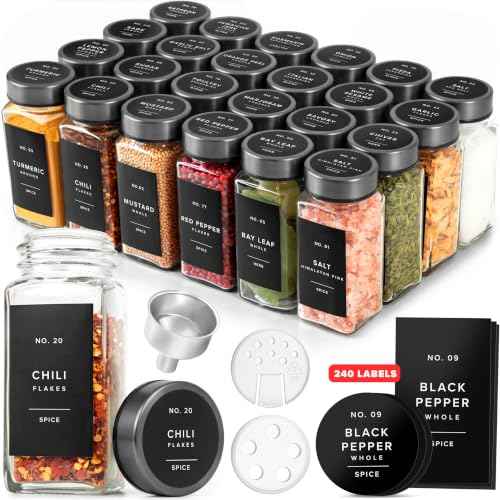 Glass Spice Jars with Label (24 Count)
