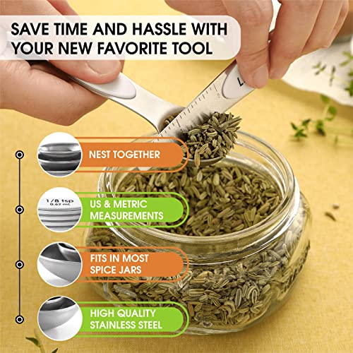 Stainless Steel 8 Magnetic Measuring Spoons for Kitchen