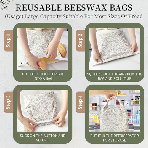 Bread Bags Reusable Beeswax Bread Bags for Sourdough