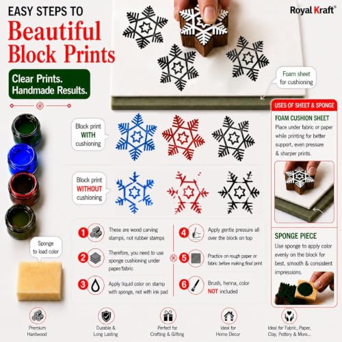 Assorted Wooden Block Printing Stamps (100 Count)