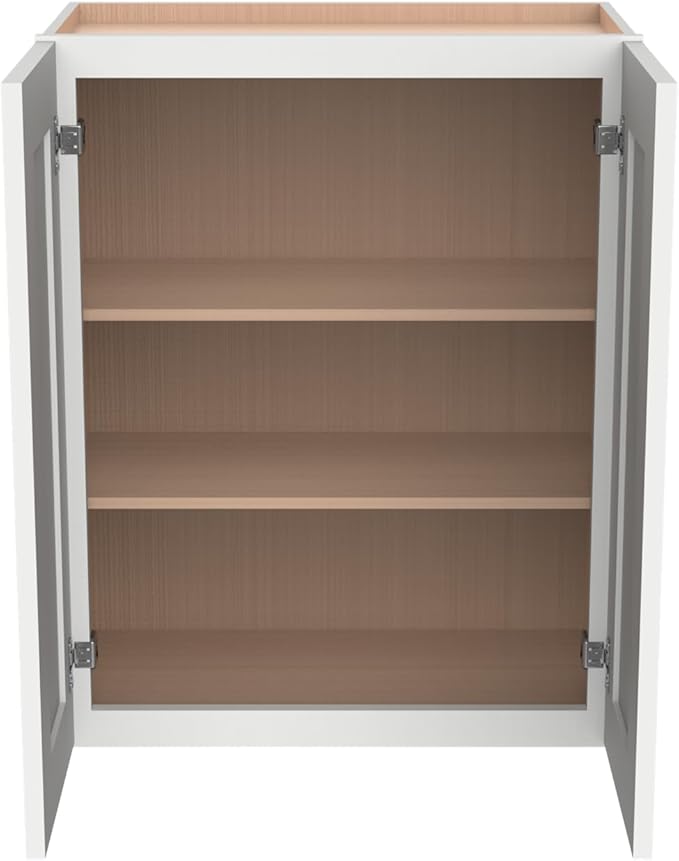 Wall-Mounted Cabinet – Solid Wood Shaker Style Medicine Cabinet with Adjustable Shelves & Soft-Close Doors for Bathroom, Kitchen, and Office Storage (Origami White, 33" W x 12" D x 36" H)