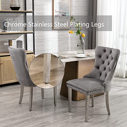 Grey Velvet Dining Chairs Set of 2 (2 Count)