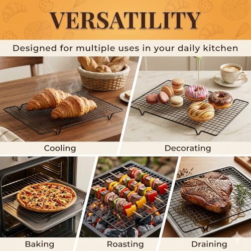5PCS Cooling Racks for Cooking and Baking 10" x 16" Wire Rack Baking Rack (5 Count)