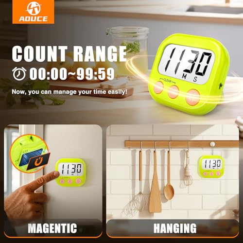 Digital Kitchen Timers for Cooking (6 Count)
