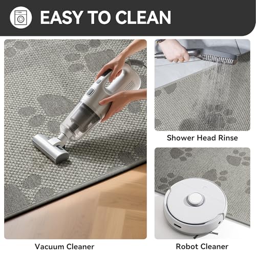 Kitchen Rugs Kitchen Mats for Floor Non Slip Gray Paw 17"x47" (5.48 Sq Ft)