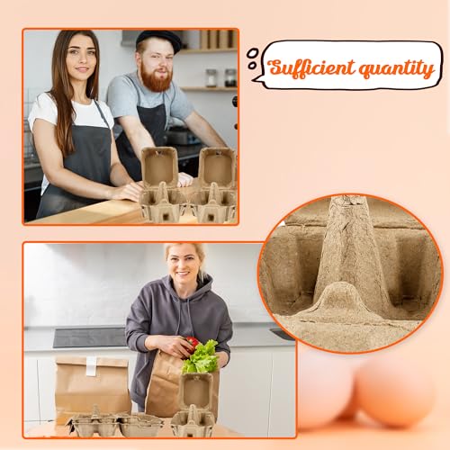 30 Pack Egg Cartons Bulk Empty Natural Pulp Egg Storage Case 4 Count Square Chicken Cardboard Egg Tray Holder for Family Farm Market Chicken Farm Storing (30 Count)