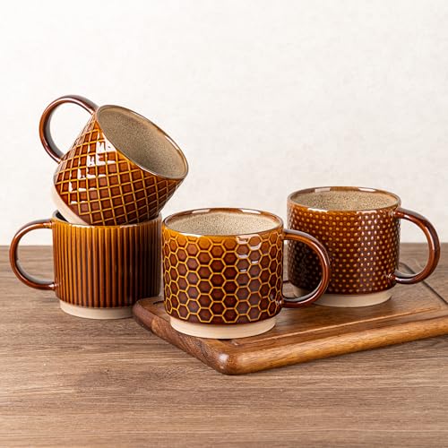 15 OZ Stackable Coffee Mugs Set of 4 (4 Count)