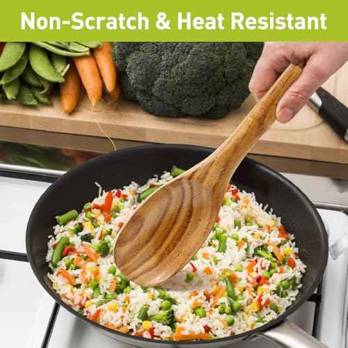 3 Pcs Non Toxic Wood Serving Spoons Set for Cooking Mixing Kitchen Utensils (3 Count)