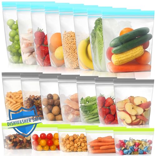 20 Pack Stand Up Reusable Freezer Bags (20 Count)