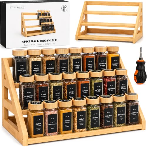 3 Tier Bamboo Spice Rack Organizer for Cabinet