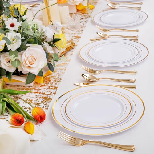 60 Pcs Gold Plastic Plates (60 Count)