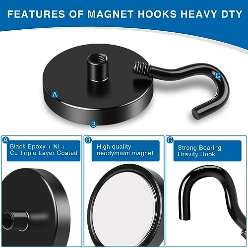 Magnetic Hooks Magnet Hook for Cruise Cabins 170LBS Essentials 6P (6 Count)