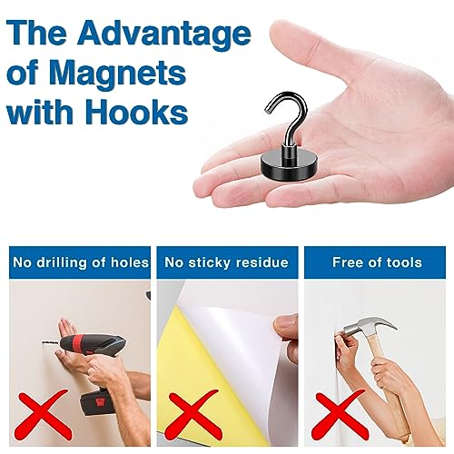 Magnetic Hooks Magnet Hook for Cruise Cabins 50LBS Essentials 6P (6 Count)