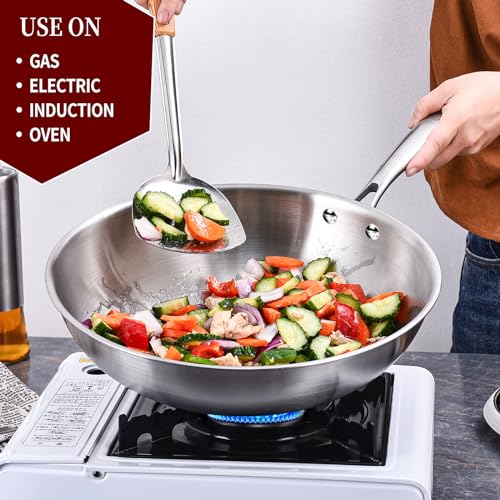 10 Inch Stainless Steel Wok with Glass Lid